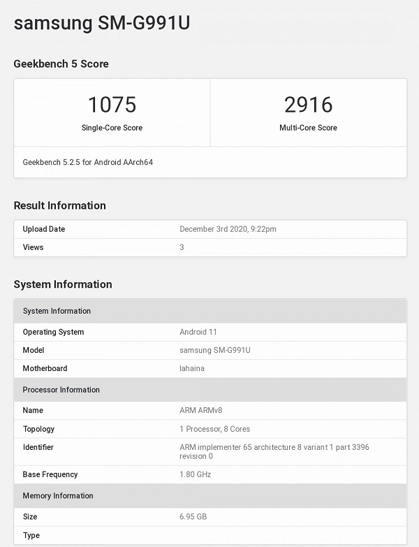 galaxy s21 geekbench 5